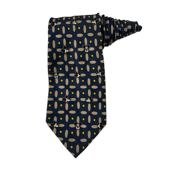 Vintage Disney Mickey Faces Cartoon Novelty Necktie 100% Silk - Picture 1 of 7